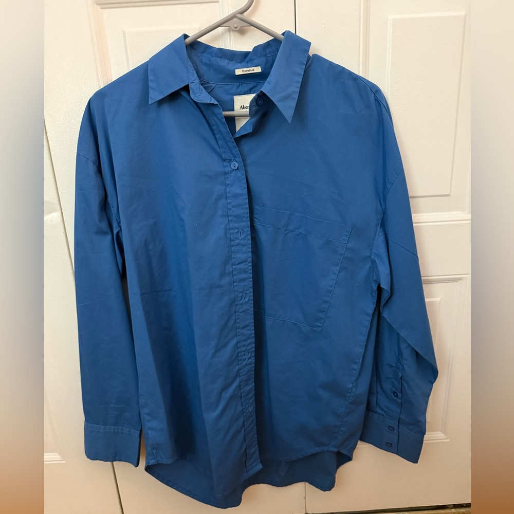Abercrombie & Fitch Women's Blue and Navy Shirt oversized shirt